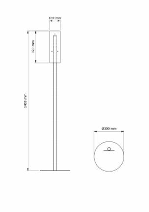 3136-Floor stand for hand disinfectant dispenser, white